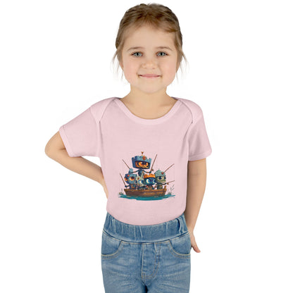 Infant Baby Rib Bodysuit-Baby Knights fishing
