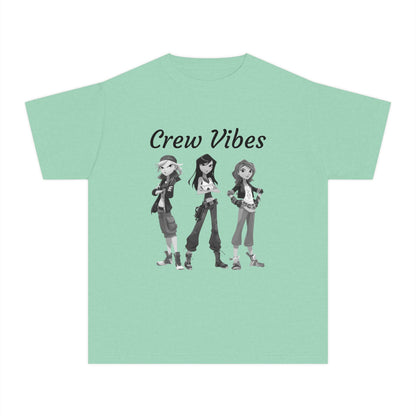 Girls Youth Tee — “The Crew” Graphic Shirt for Kids | Cool Cartoon Squad Design