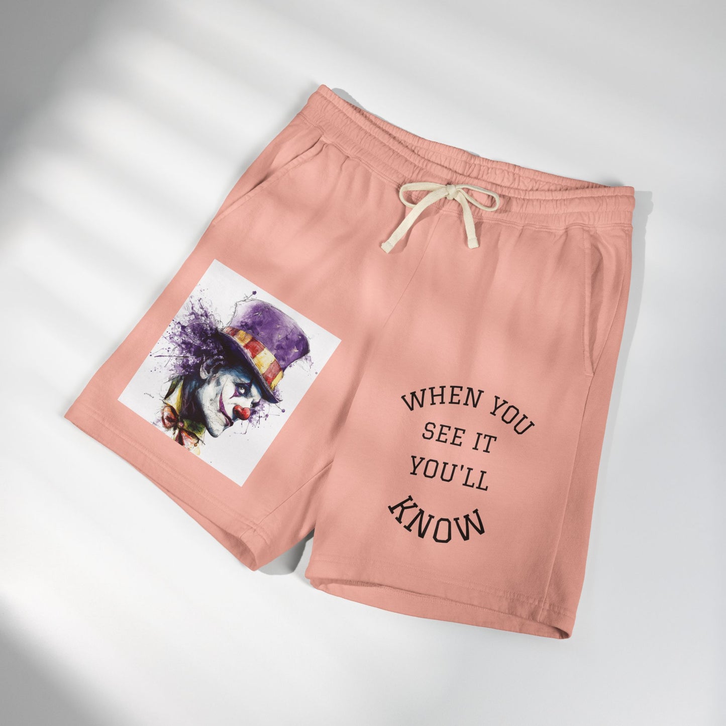 Clown Graphic Sweat Shorts — "When You See It You'll Know" Fleece Lounge Shorts