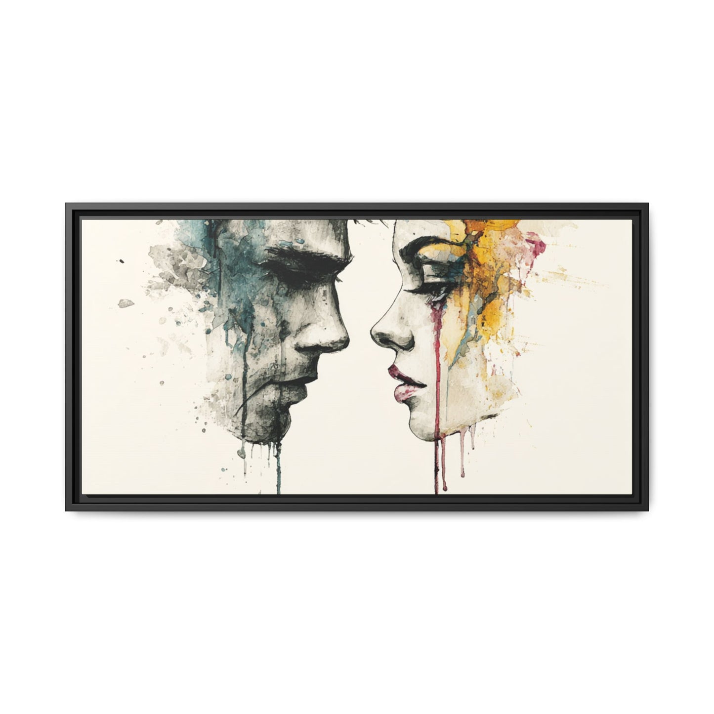 Framed Matte Canvas Art — Abstract Watercolor Faces Wall Print