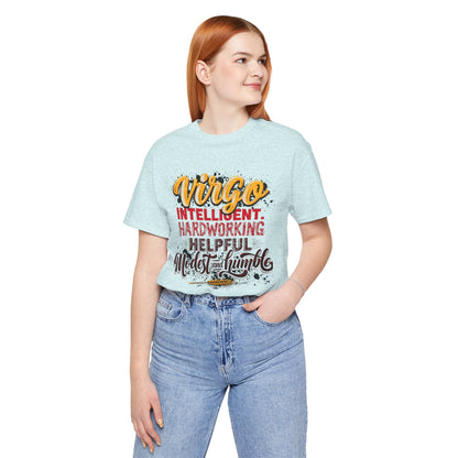 Virgo T‑Shirt for Her — "Intelligent, Hardworking, Helpful, Modest & Humble" Zodiac Tee