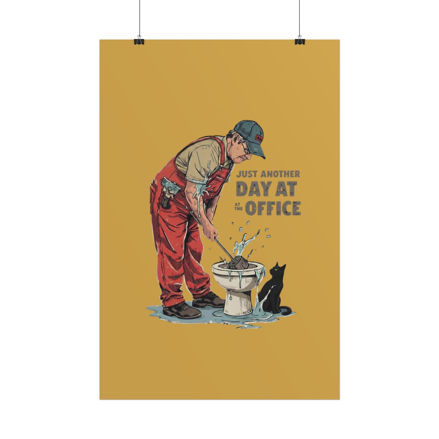 Rolled Poster — "Just Another Day at the Office" Plumber Retro Wall Art