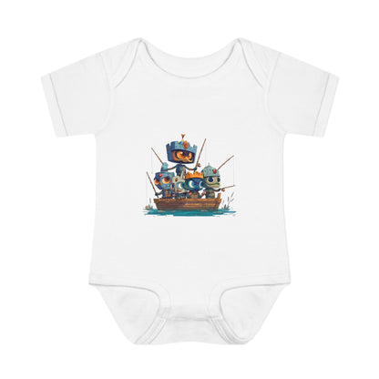 Infant Baby Rib Bodysuit-Baby Knights fishing