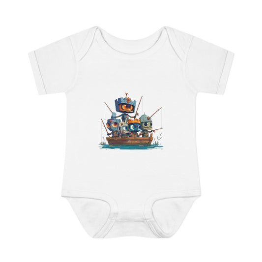 Infant Baby Rib Bodysuit-Baby Knights fishing
