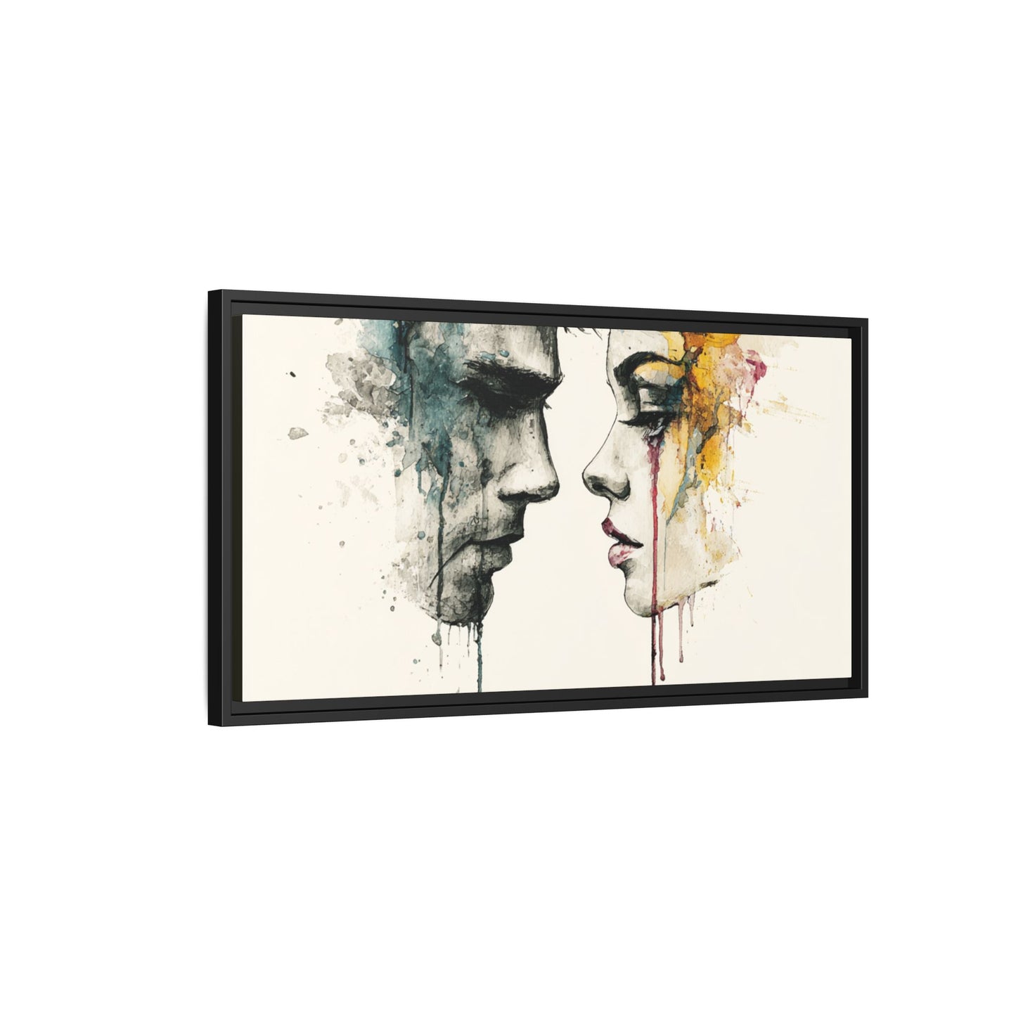 Framed Matte Canvas Art — Abstract Watercolor Faces Wall Print
