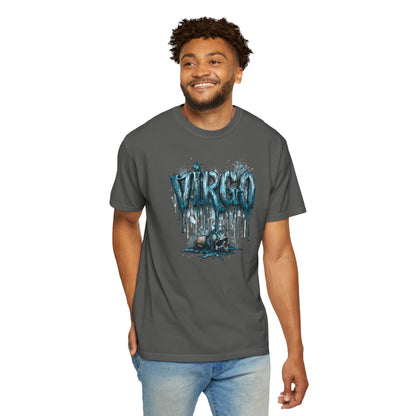Virgo Graphic T-Shirt — Grunge Zodiac Tee with 'Virgo' Dripping Design