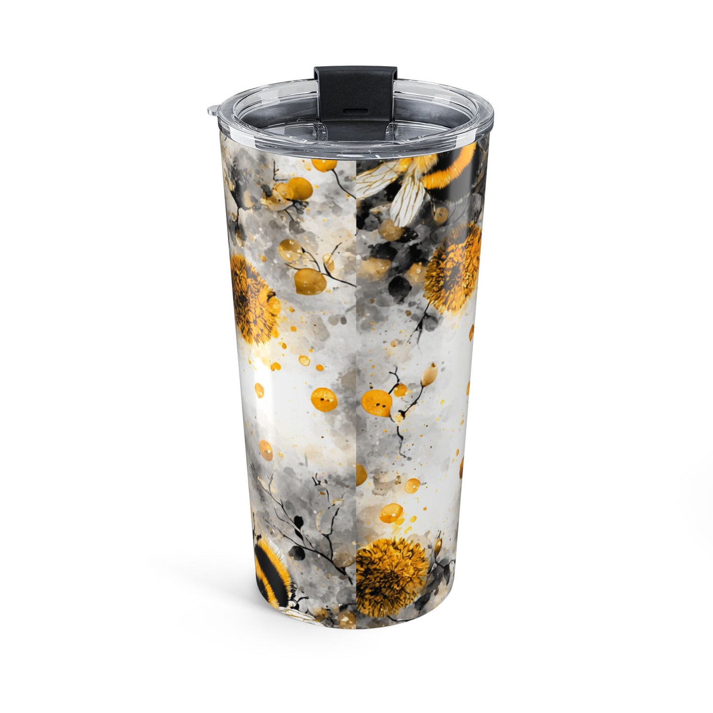 20oz Bee Floral Tumbler — Insulated Travel Cup with Bumblebee Design