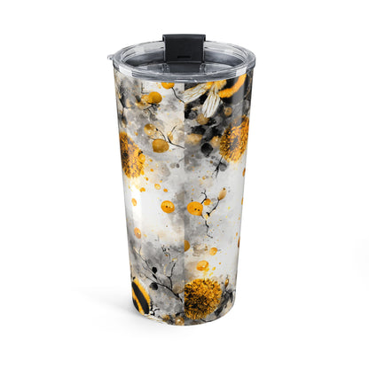 20oz Bee Floral Tumbler — Insulated Travel Cup with Bumblebee Design