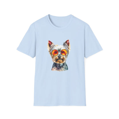Yorkshire Terrier Sunglasses T-Shirt — Cute Pup with Orange Shades Tee