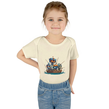 Infant Baby Rib Bodysuit-Baby Knights fishing