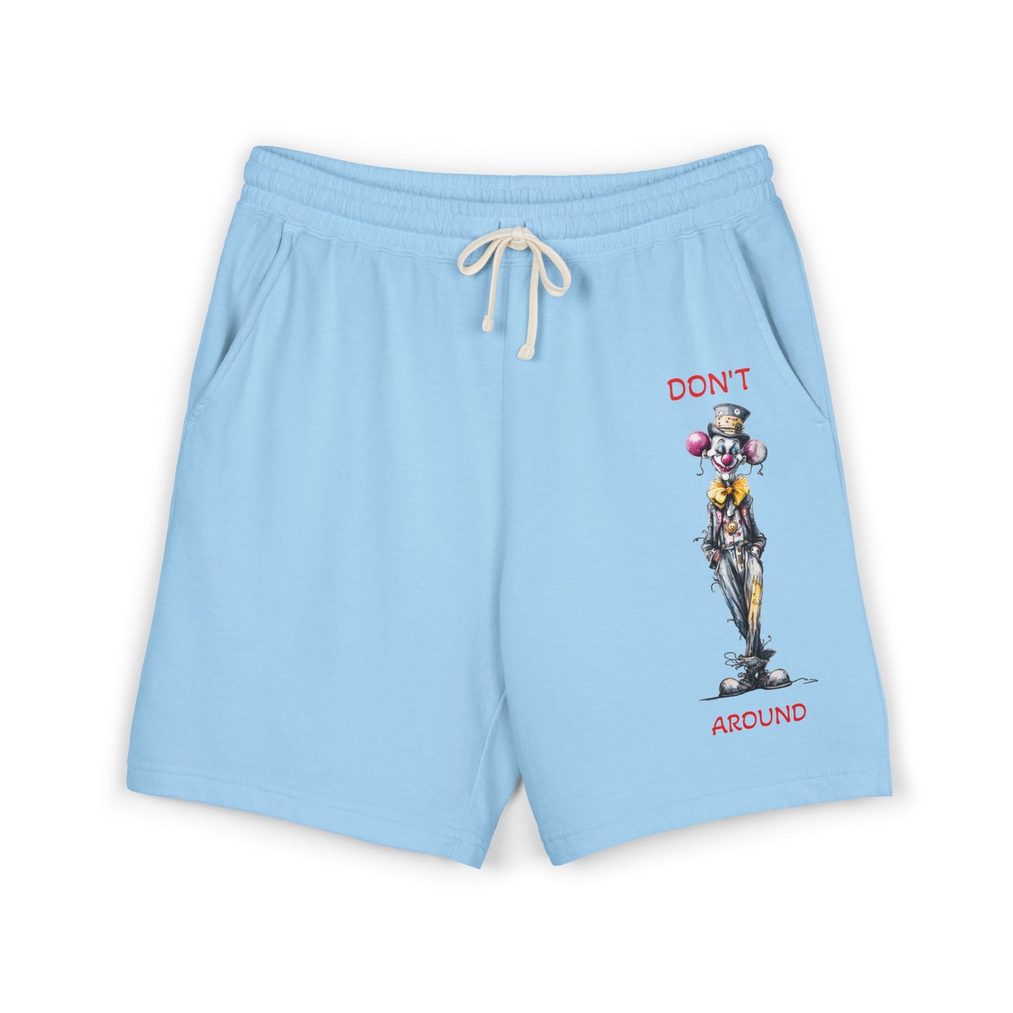 Don't Around Sweat Shorts — Graphic Clown Illustration Fleece Shorts