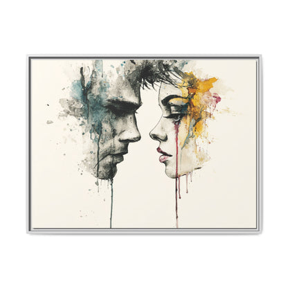 Framed Matte Canvas Art — Abstract Watercolor Faces Wall Print