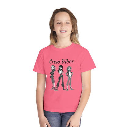 Girls Youth Tee — “The Crew” Graphic Shirt for Kids | Cool Cartoon Squad Design