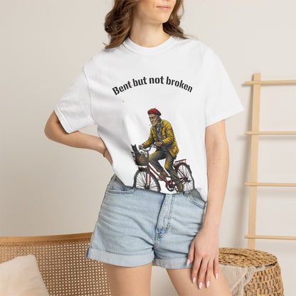 T-Shirt — "Bent but not broken" Vintage Bicyclist Graphic Tee