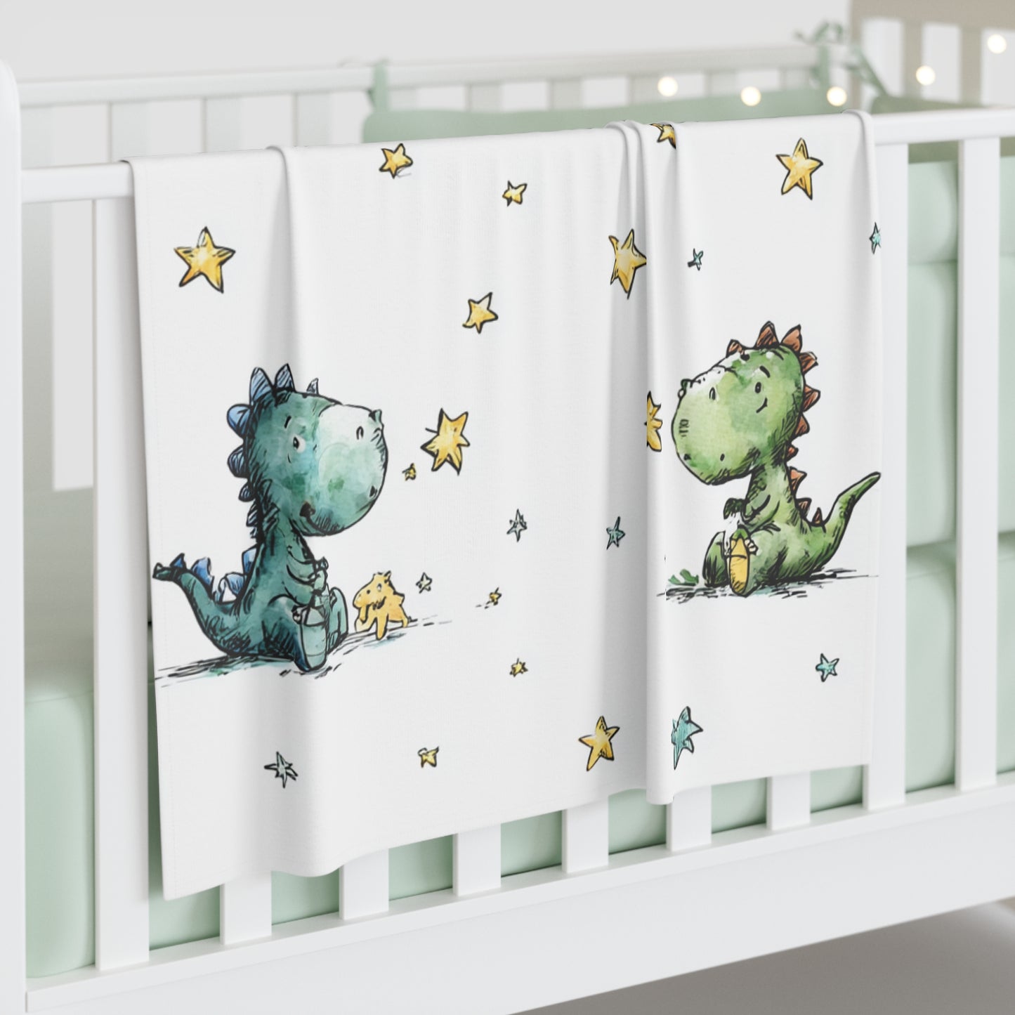 Dinosaur Star Baby Swaddle Blanket — Soft Nursery Receiving Blanket for Newborns