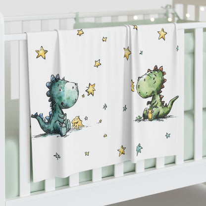 Dinosaur Star Baby Swaddle Blanket — Soft Nursery Receiving Blanket for Newborns