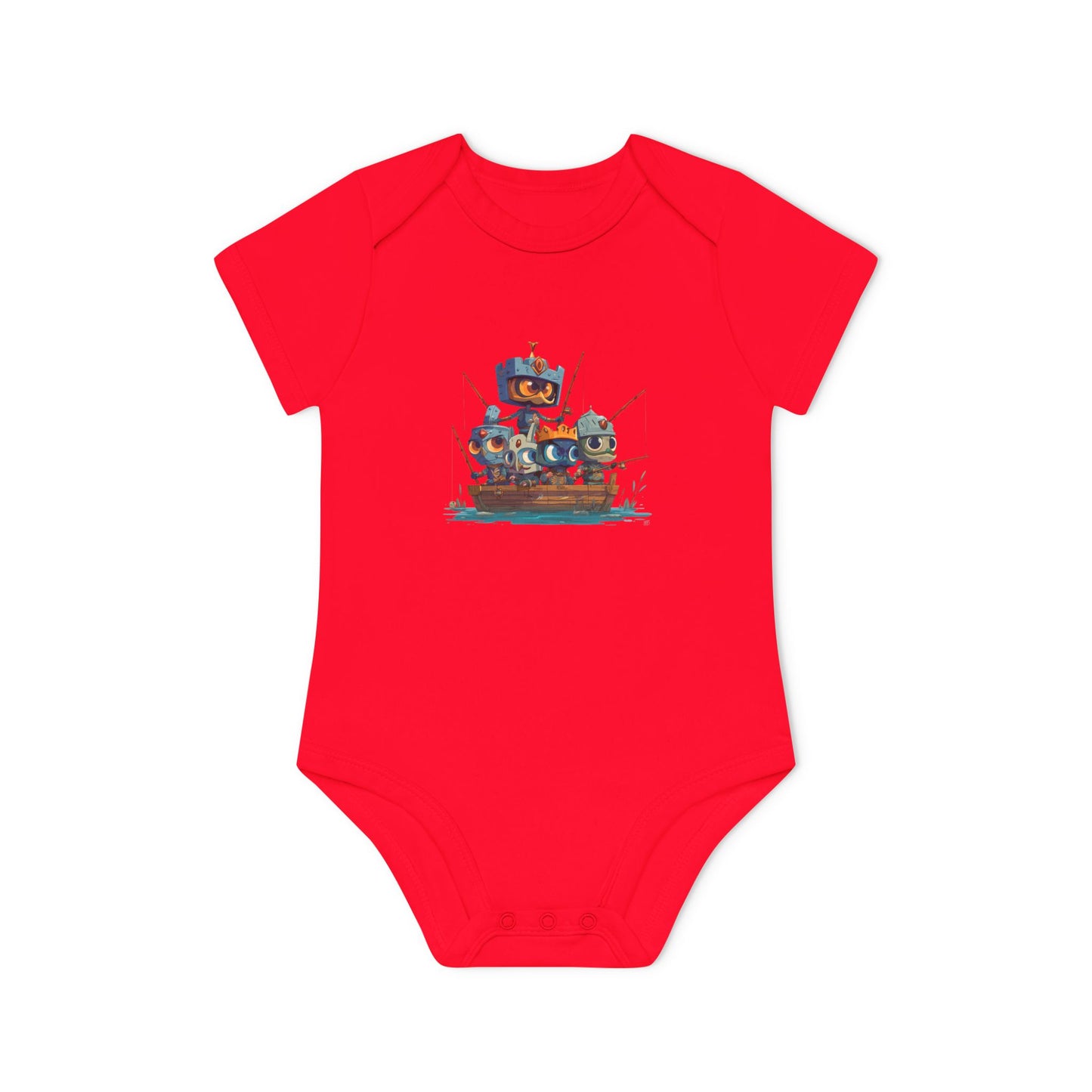 Baby Bodysuit — Cute Robot Pirate Ship Organic Infant Onesie