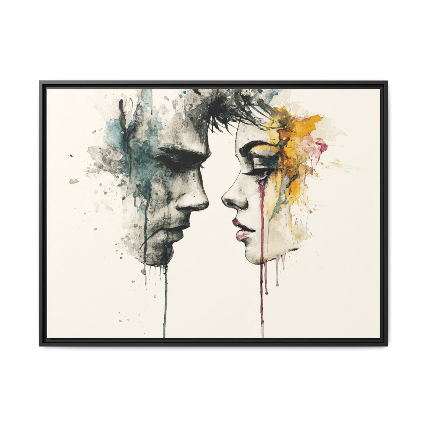 Framed Matte Canvas Art — Abstract Watercolor Faces Wall Print