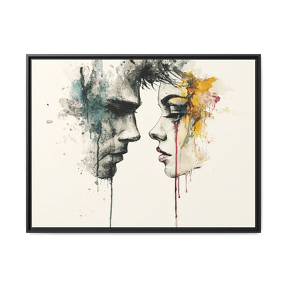 Framed Matte Canvas Art — Abstract Watercolor Faces Wall Print