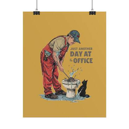 Rolled Poster — "Just Another Day at the Office" Plumber Retro Wall Art