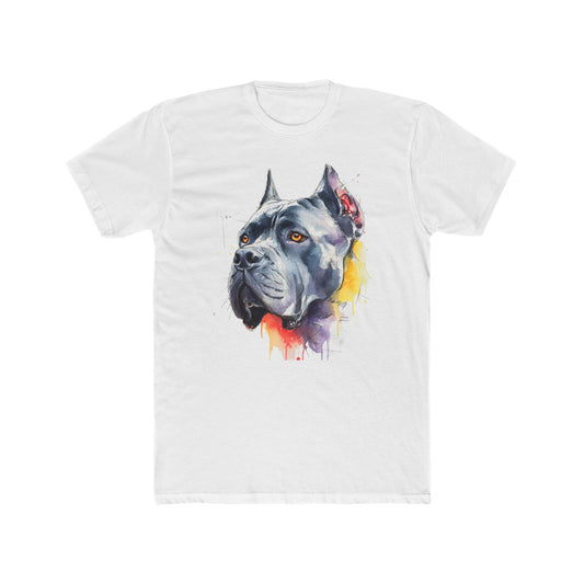 Cane Corso Graphic Tee — Men's Watercolor Portrait Front, "Corso Country" Back