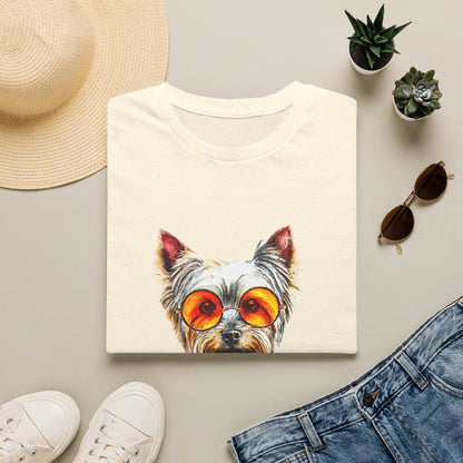 Yorkshire Terrier Sunglasses T-Shirt — Cute Pup with Orange Shades Tee