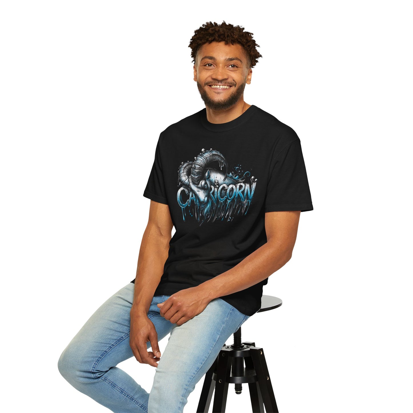 Capricorn-Zodiac Graphic Tee (Goat Horn Illustration)