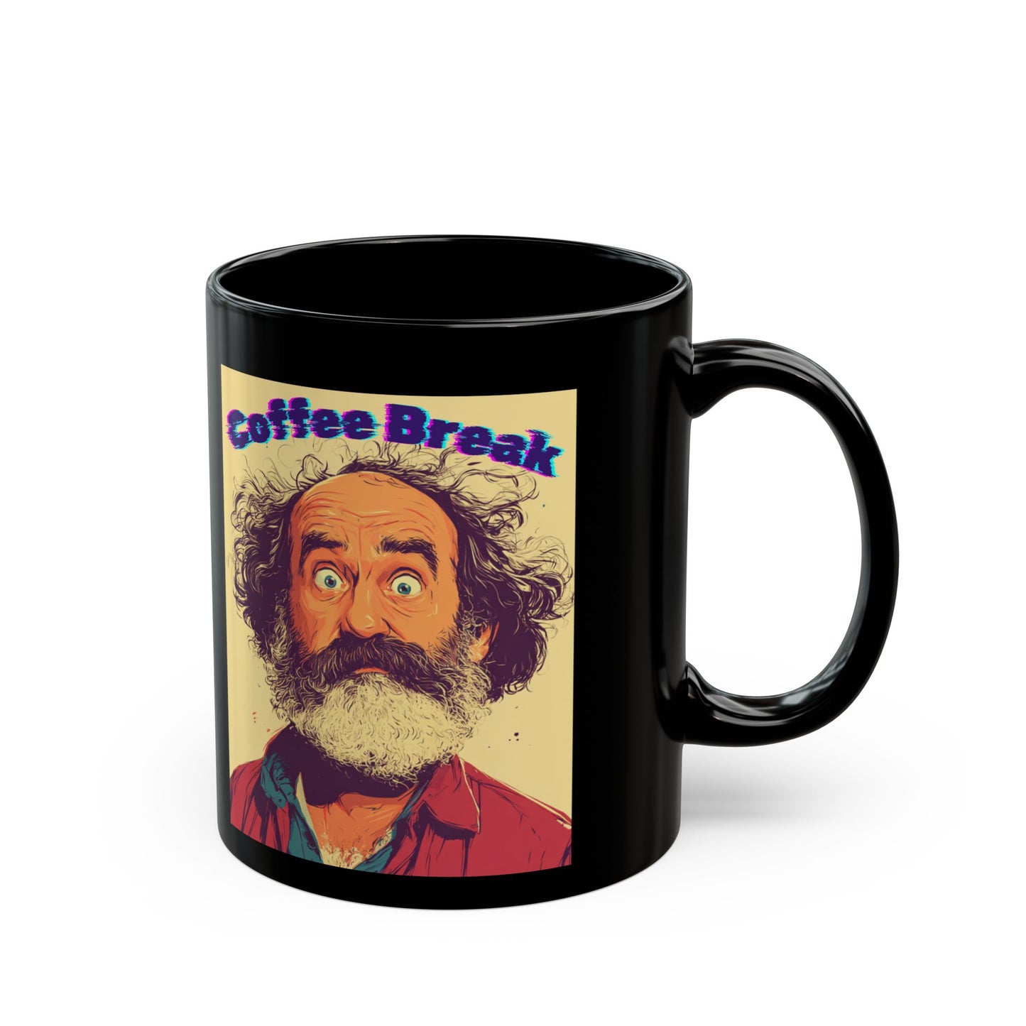 Coffee Break Mug — Funny Retro Surprised Man Graphic Coffee Cup