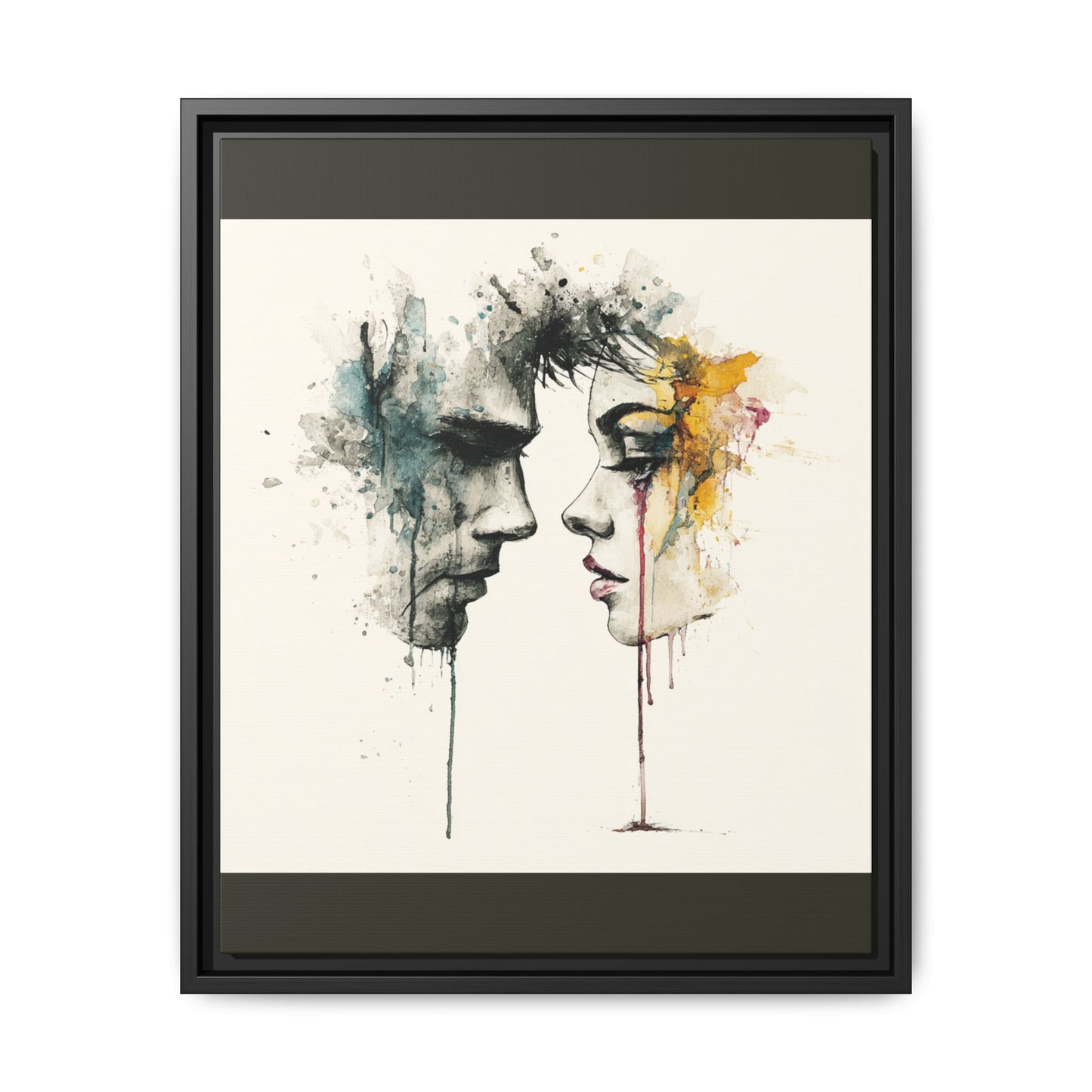Framed Matte Canvas Art — Abstract Watercolor Faces Wall Print