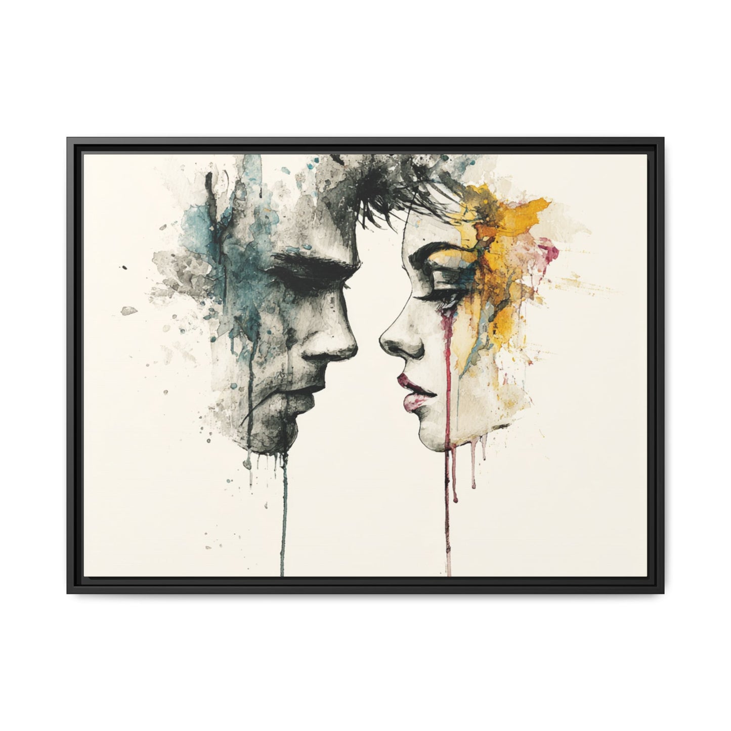 Framed Matte Canvas Art — Abstract Watercolor Faces Wall Print