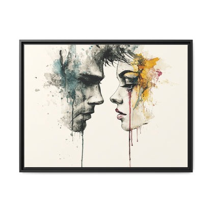 Framed Matte Canvas Art — Abstract Watercolor Faces Wall Print
