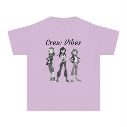 Girls Youth Tee — “The Crew” Graphic Shirt for Kids | Cool Cartoon Squad Design