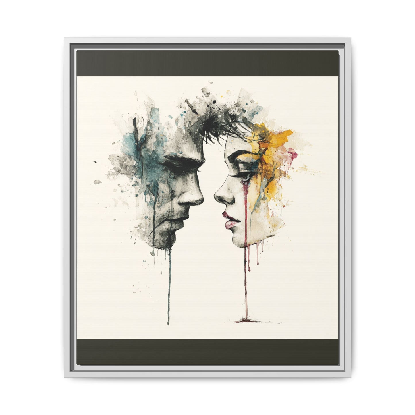 Framed Matte Canvas Art — Abstract Watercolor Faces Wall Print