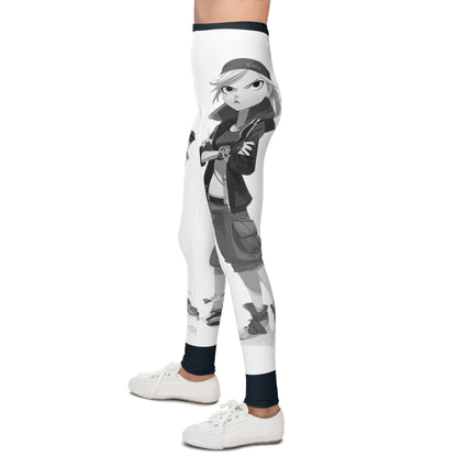 Girls Youth Character Print Leggings — Black & White Gamer Girls AOP
