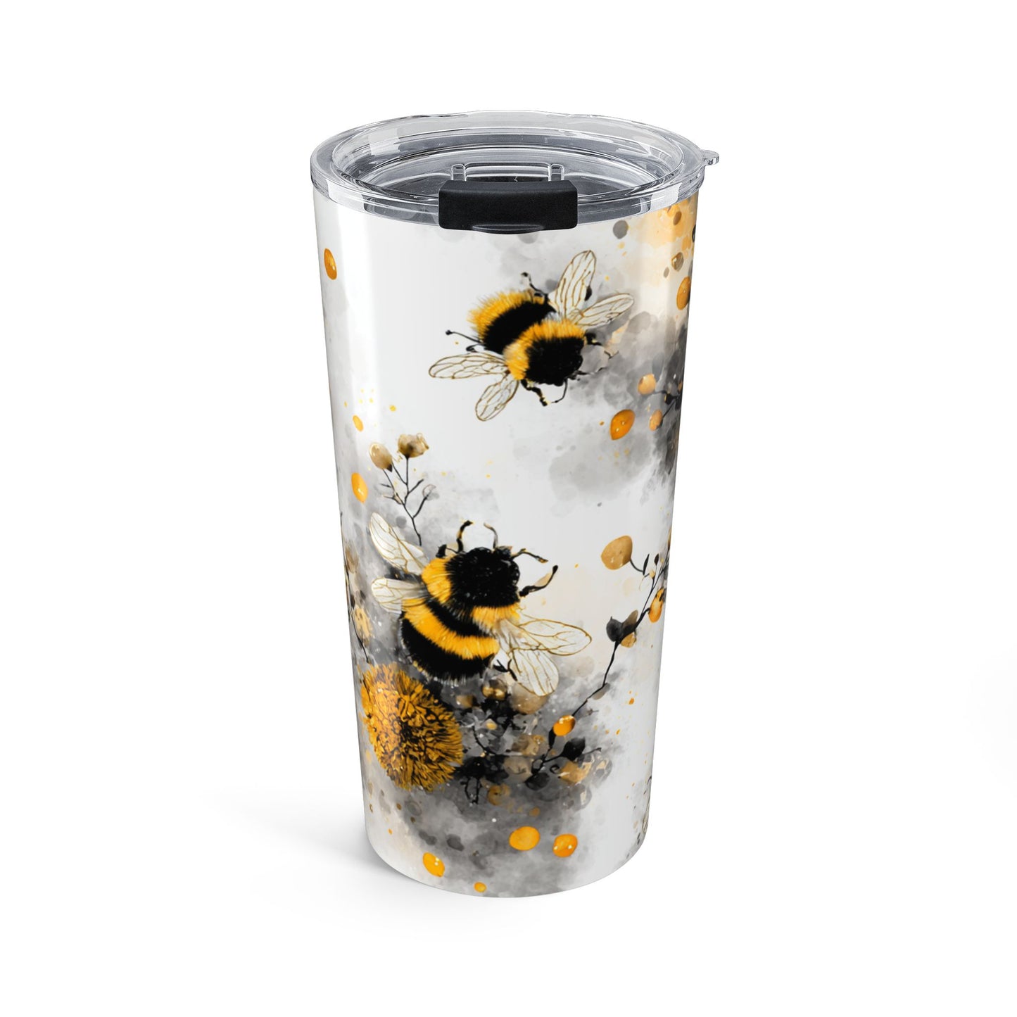 20oz Bee Floral Tumbler — Insulated Travel Cup with Bumblebee Design