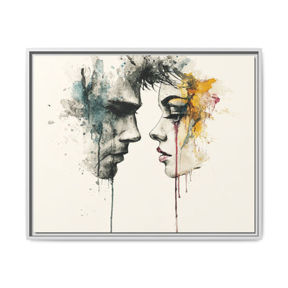Framed Matte Canvas Art — Abstract Watercolor Faces Wall Print