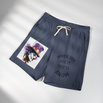 Clown Graphic Sweat Shorts — "When You See It You'll Know" Fleece Lounge Shorts