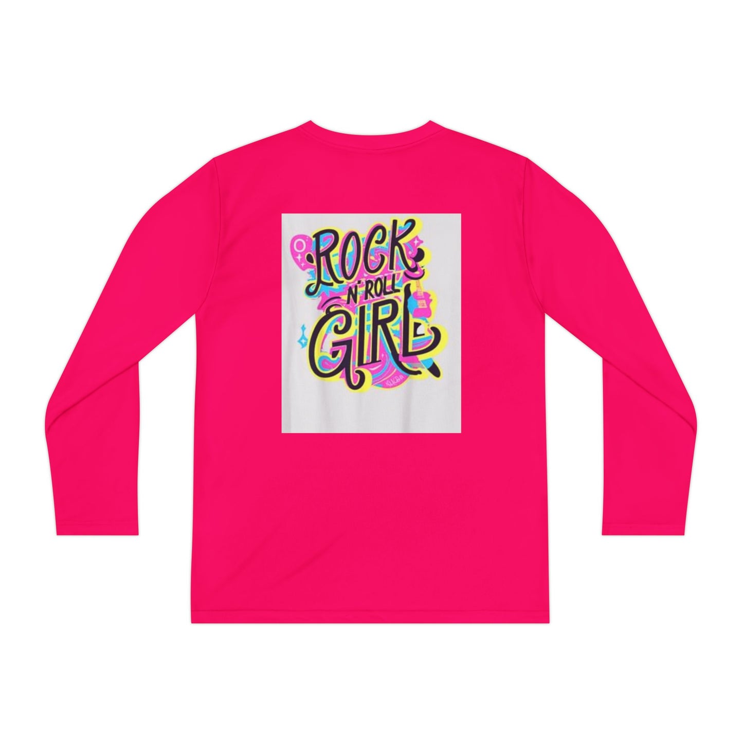 Girls Youth Long Sleeve Tee — "Rock and Roll Girl" Colorful Retro Graphic