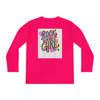 Girls Youth Long Sleeve Tee — "Rock and Roll Girl" Colorful Retro Graphic