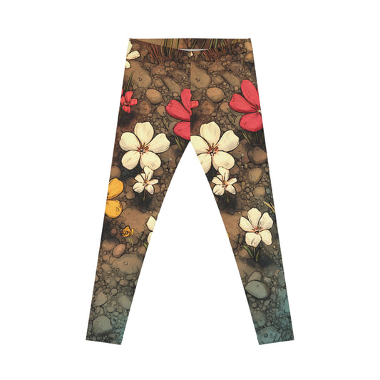 Floral Meadow All-Over Print Leggings — Vintage Wildflower Pattern