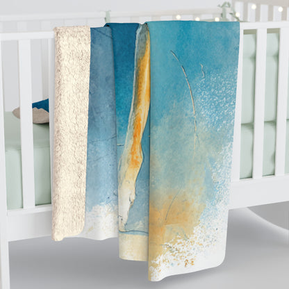 The Azawakh sighthound dog breed on a Sherpa Blanket — Blue Watercolor Greyhound Throw