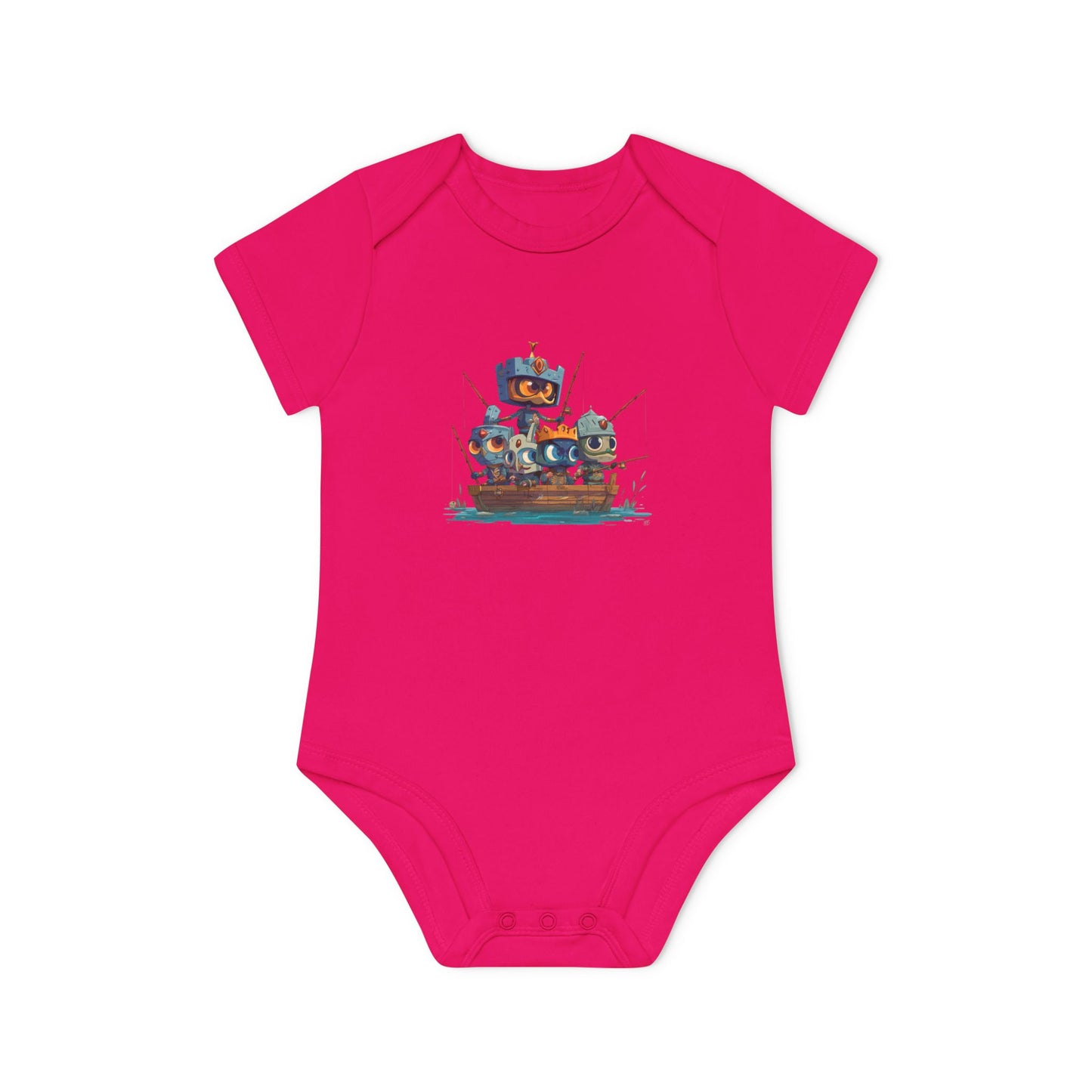 Baby Bodysuit — Cute Robot Pirate Ship Organic Infant Onesie