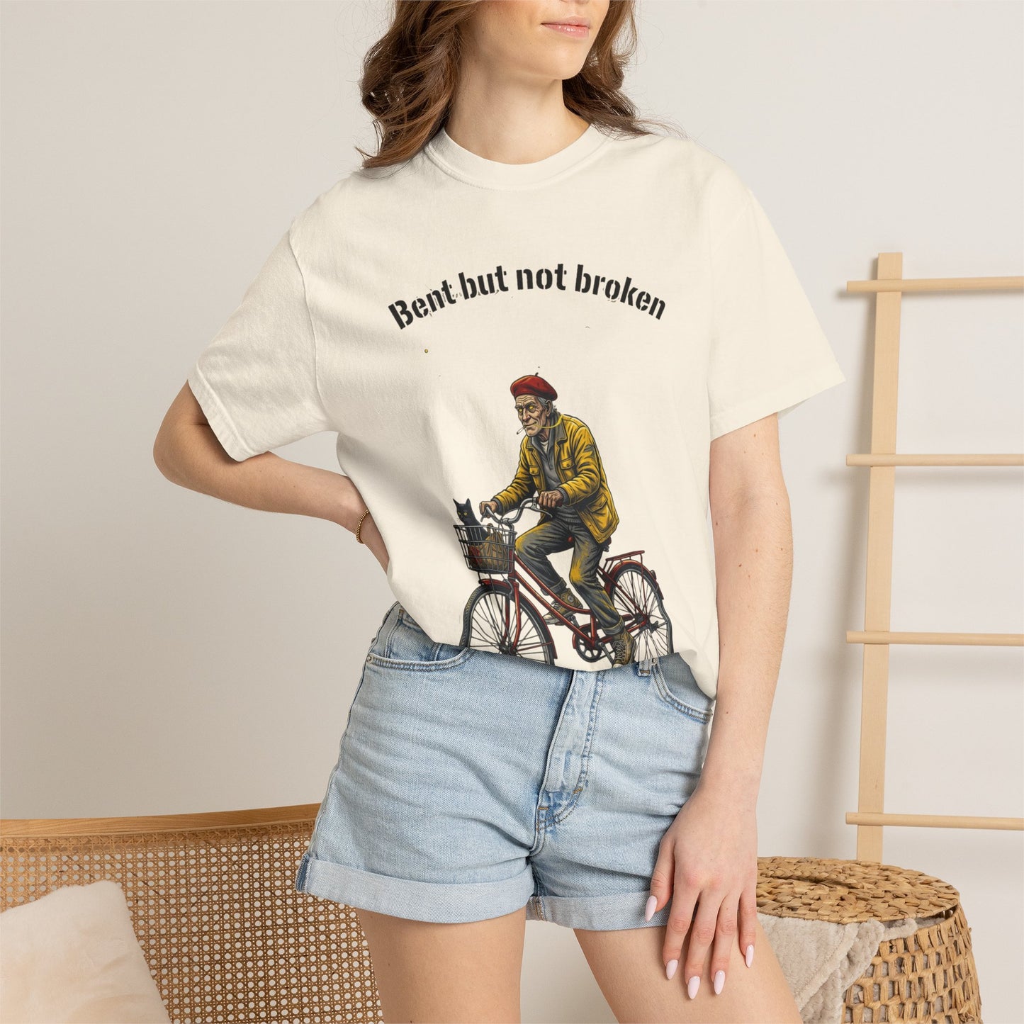 T-Shirt — "Bent but not broken" Vintage Bicyclist Graphic Tee