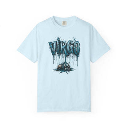 Virgo Graphic T-Shirt — Grunge Zodiac Tee with 'Virgo' Dripping Design