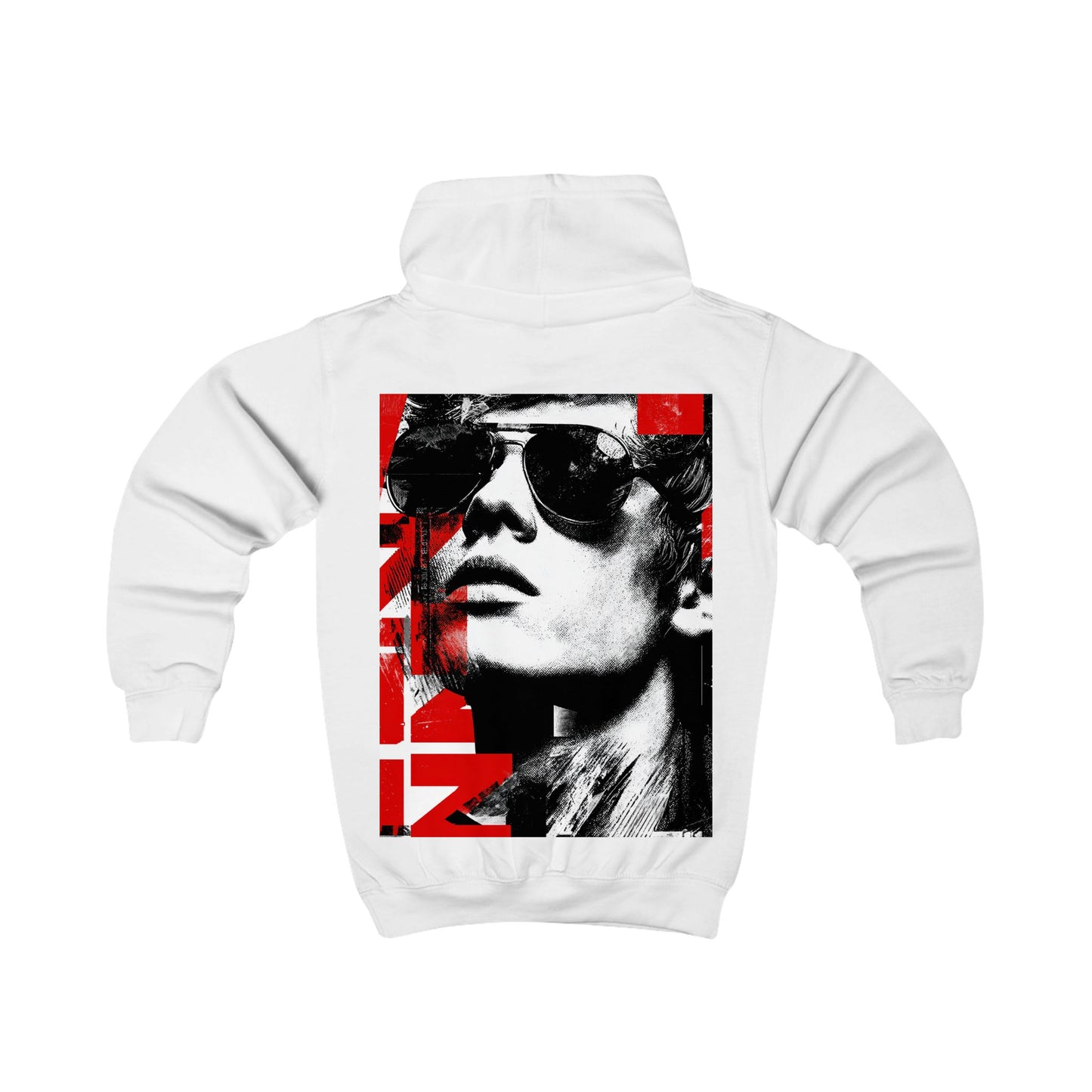 Kids Hoodie — Retro Pop-Art Sunglasses Graphic (Red & Black)