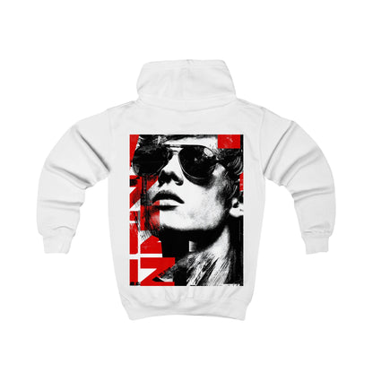 Kids Hoodie — Retro Pop-Art Sunglasses Graphic (Red & Black)