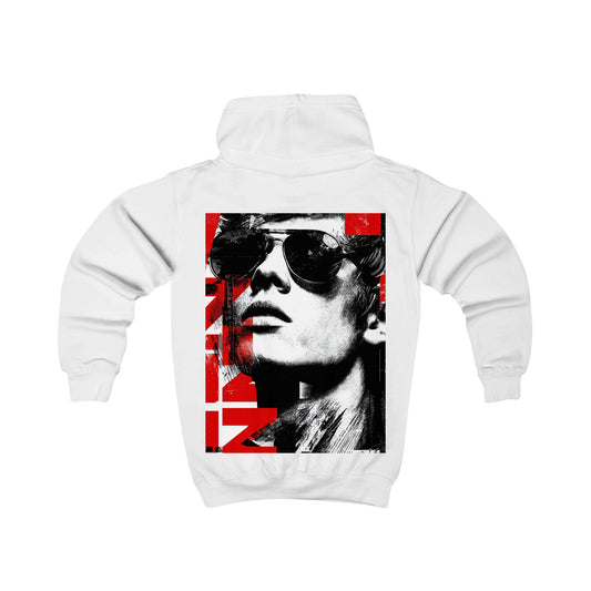 Kids Hoodie — Retro Pop-Art Sunglasses Graphic (Red & Black)