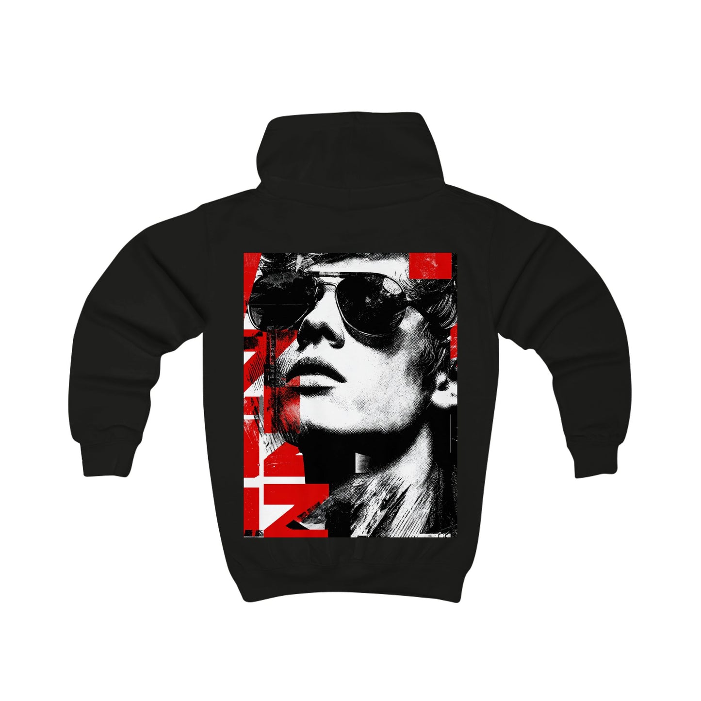 Kids Hoodie — Retro Pop-Art Sunglasses Graphic (Red & Black)