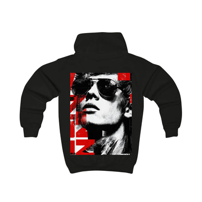 Kids Hoodie — Retro Pop-Art Sunglasses Graphic (Red & Black)