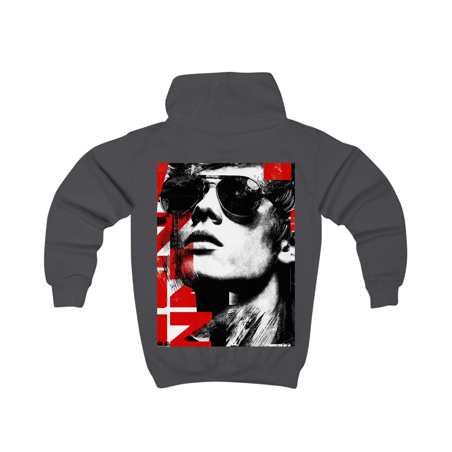 Kids Hoodie — Retro Pop-Art Sunglasses Graphic (Red & Black)